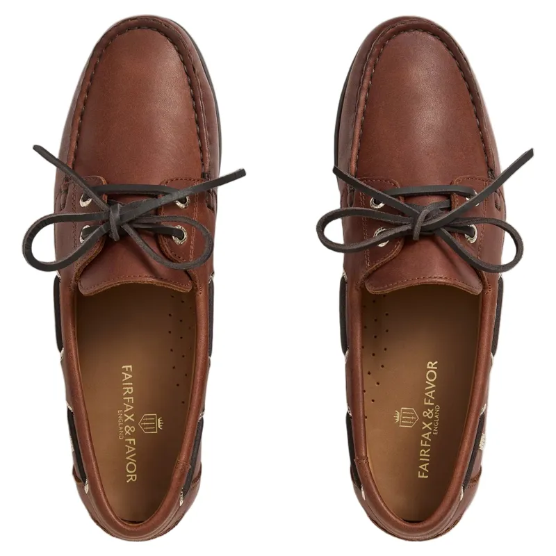 Fairfax and Favor Salcombe Womens Deck Shoes - Tan Leather-3