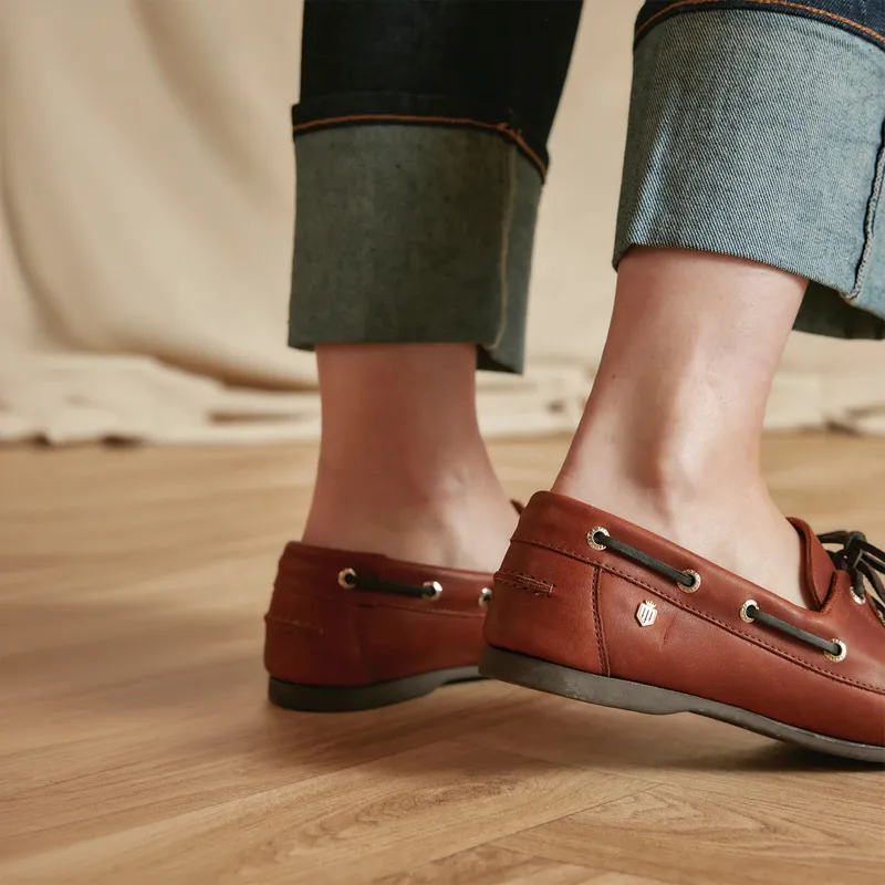 Fairfax and Favor Salcombe Womens Deck Shoes - Tan Leather-4