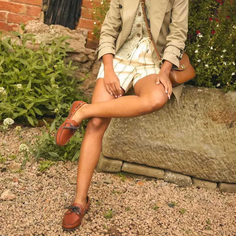 Fairfax and Favor Salcombe Womens Deck Shoes - Tan Leather-5