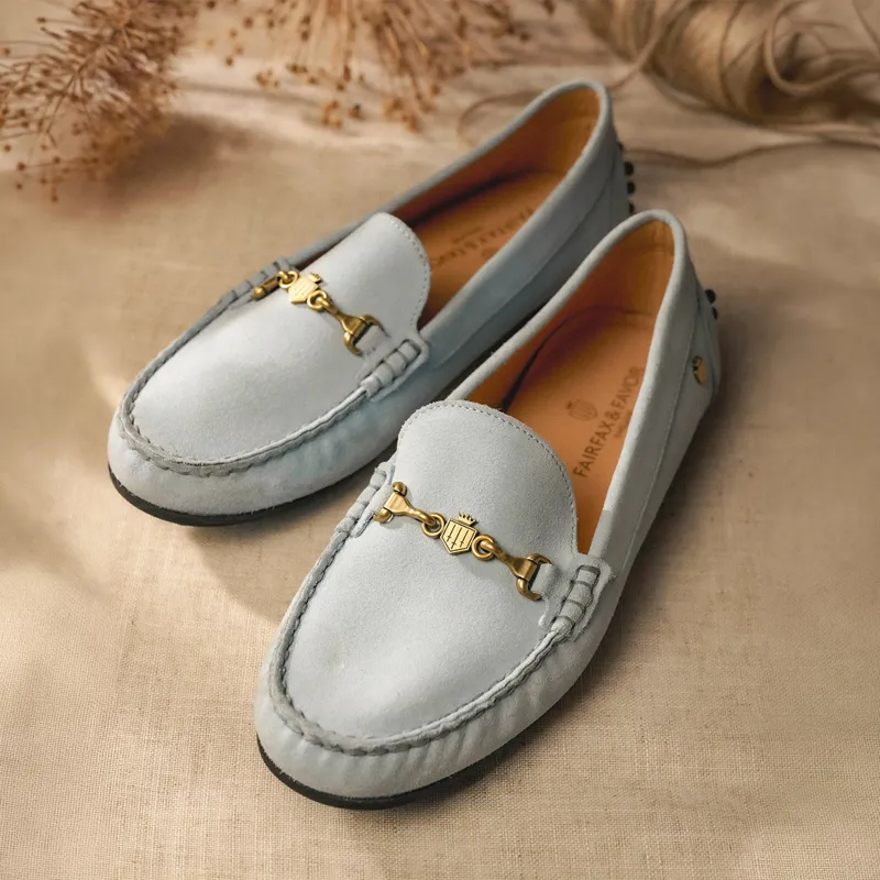 Fairfax and Favor Trinity Womens Drivers Shoes - Sky Blue Suede-4