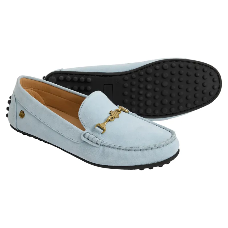 Fairfax and Favor Trinity Womens Drivers Shoes - Sky Blue Suede