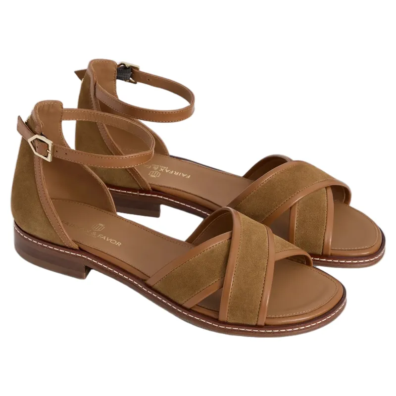 Fairfax and Favor Valencia Womens Suede Sandals - Tan Suede
