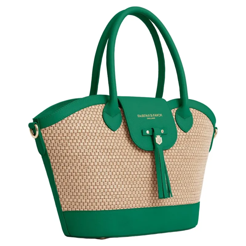 Fairfax and Favor Windsor Basket Bag - Clover Green Leather-2