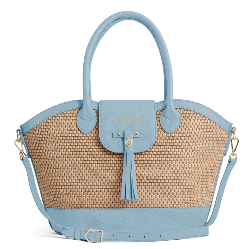 Fairfax and Favor Windsor Basket Bag - Sky Blue Leather