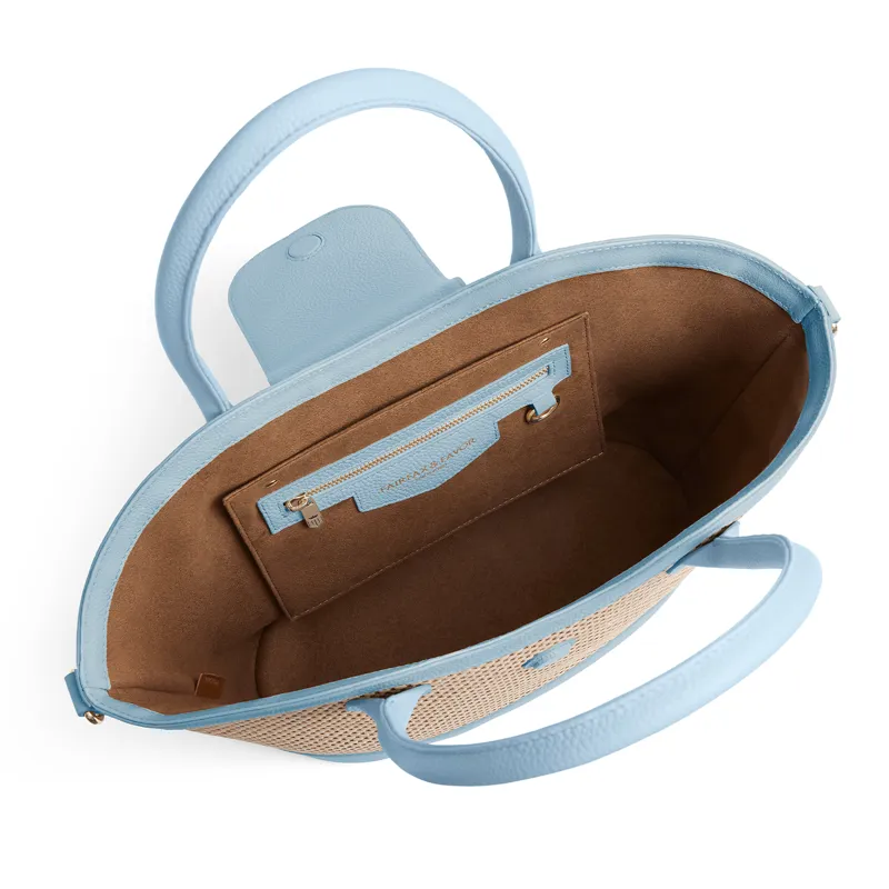 Fairfax and Favor Windsor Basket Bag - Sky Blue Leather-4