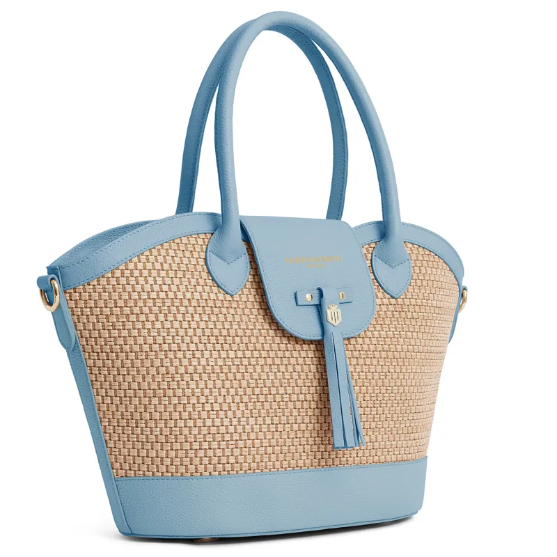 Fairfax and Favor Windsor Basket Bag - Sky Blue Leather-1