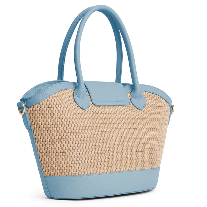 Fairfax and Favor Windsor Basket Bag - Sky Blue Leather-2