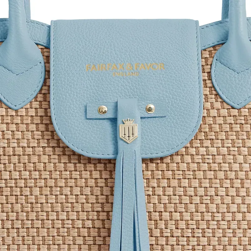 Fairfax and Favor Windsor Basket Bag - Sky Blue Leather-3