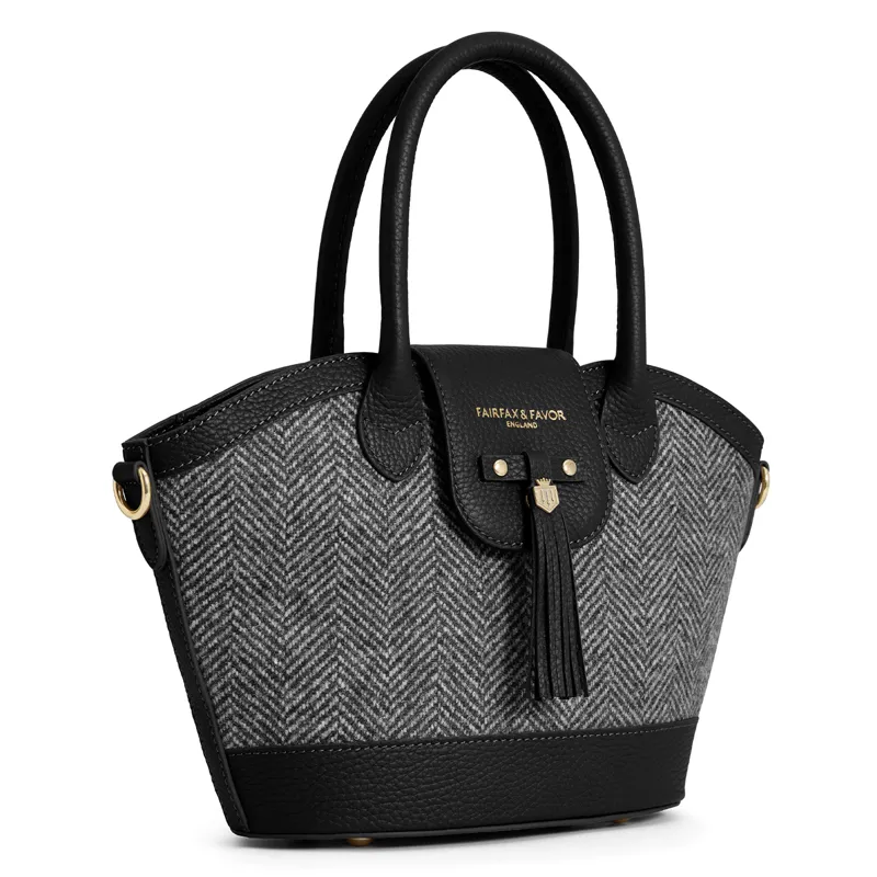 Fairfax and Favor Mini Windsor Tote Bag - Black Herringbone
