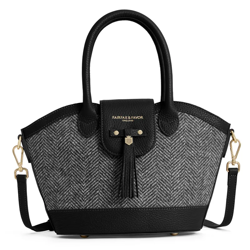 Fairfax and Favor Mini Windsor Tote Bag - Black Herringbone-5