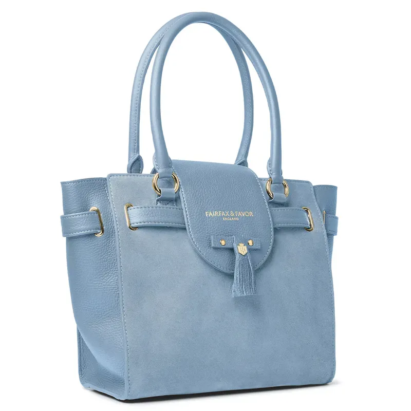 Fairfax and Favor Windsor Tote Bag - Sky Blue Suede-1