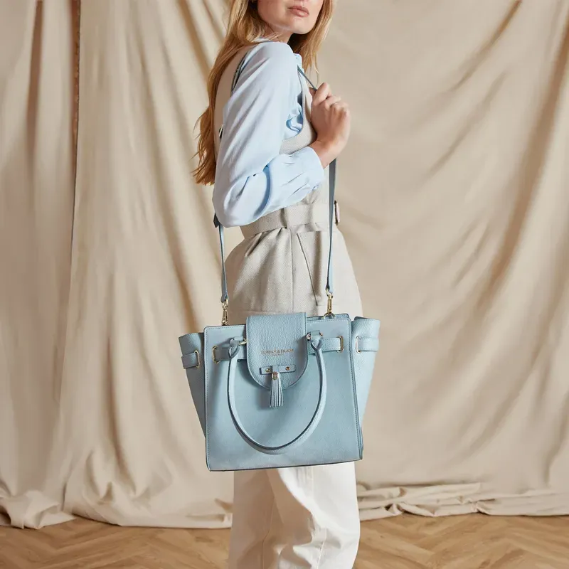 Fairfax and Favor Windsor Tote Bag - Sky Blue Suede-4