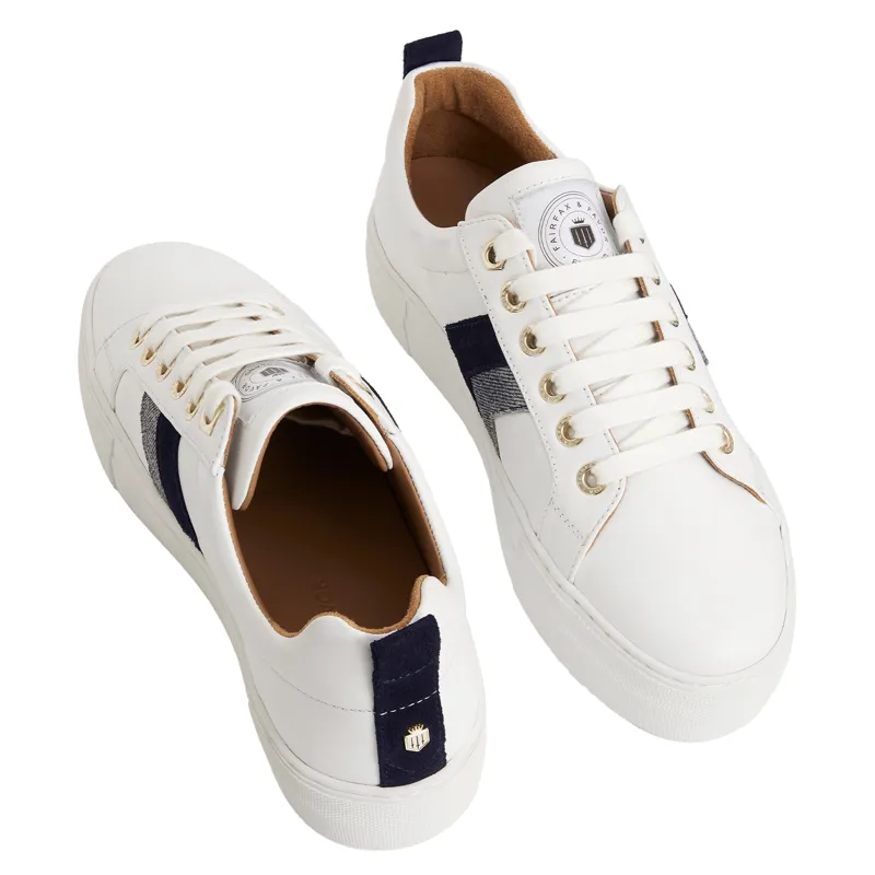 Fairfax and Favor Alexandra Platform Trainers - White/Navy/Denim-2