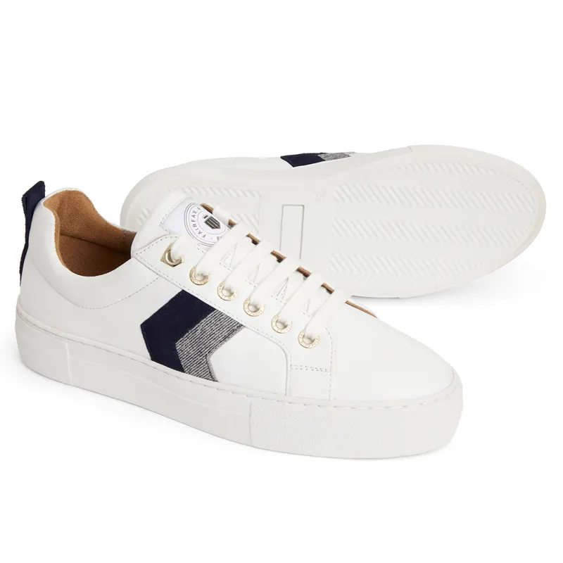 Fairfax and Favor Alexandra Platform Trainers - White/Navy/Denim