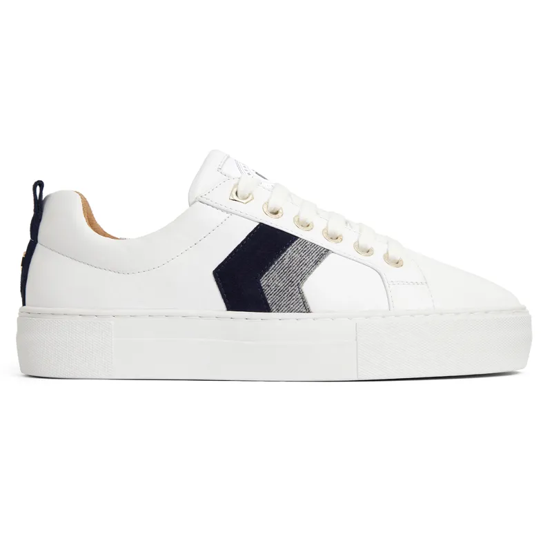Fairfax and Favor Alexandra Platform Trainers - White/Navy/Denim-3