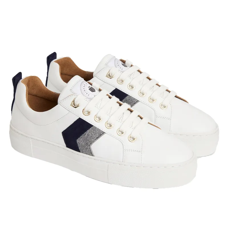 Fairfax and Favor Alexandra Platform Trainers - White/Navy/Denim-1