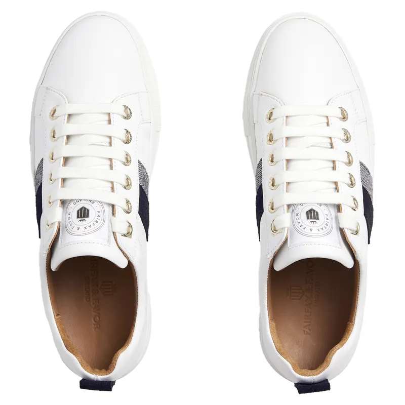 Fairfax and Favor Alexandra Platform Trainers - White/Navy/Denim-4