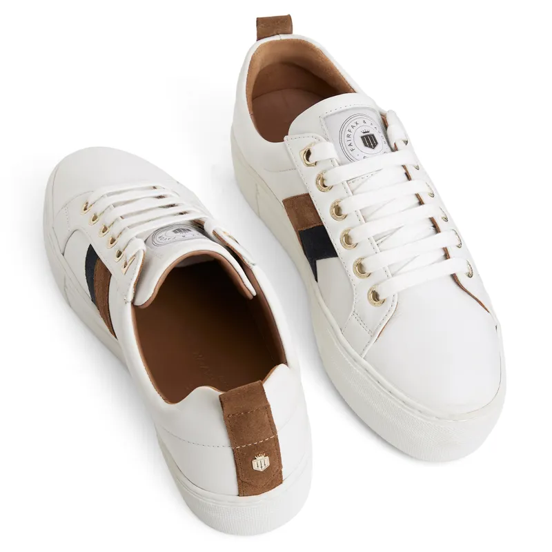 Fairfax and Favor Alexandra Platform Trainers - White/Tan/Navy-1