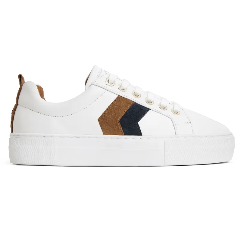 Fairfax and Favor Alexandra Platform Trainers - White/Tan/Navy-3