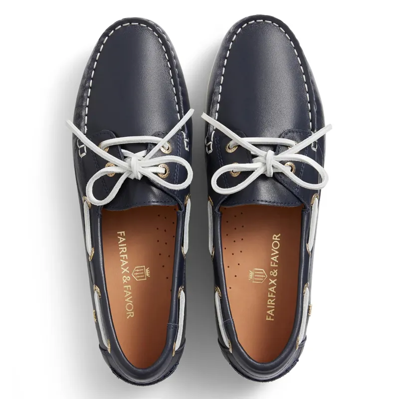 Fairfax and Favor Salcombe Ladies Deck Shoes - Navy Leather-3