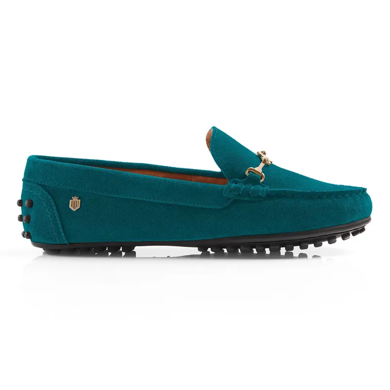 Fairfax and Favor Trinity Ladies Drivers Shoes - Stockist Exclusive Ocean Suede-1