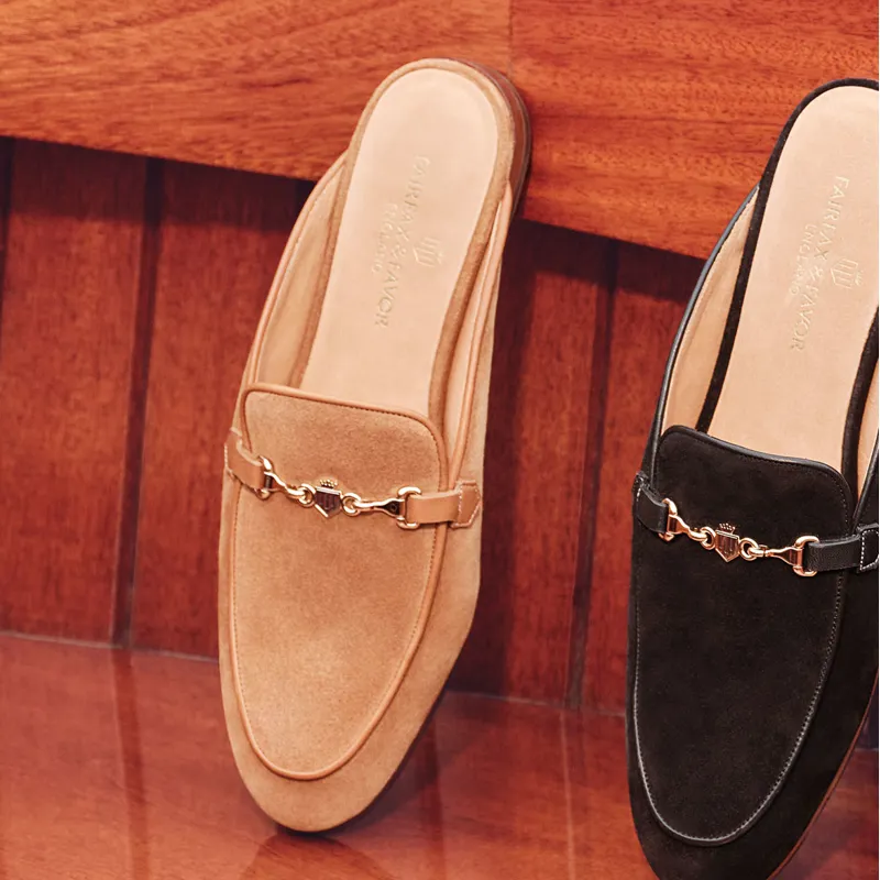 Fairfax and Favor Tuddenham Ladies Mules - Tan Suede-3