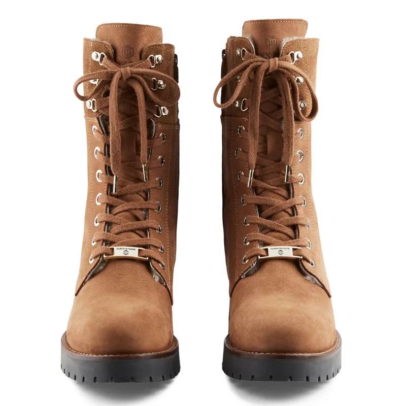 Fairfax and Favor Anglesey Womens Combat Boots - Cognac Nubuck-4