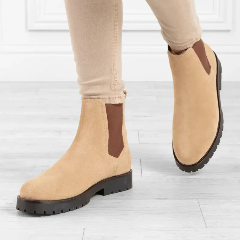 Fairfax and Favor Sheepskin Boudica Ladies Ankle Boots - Caramel Suede-1