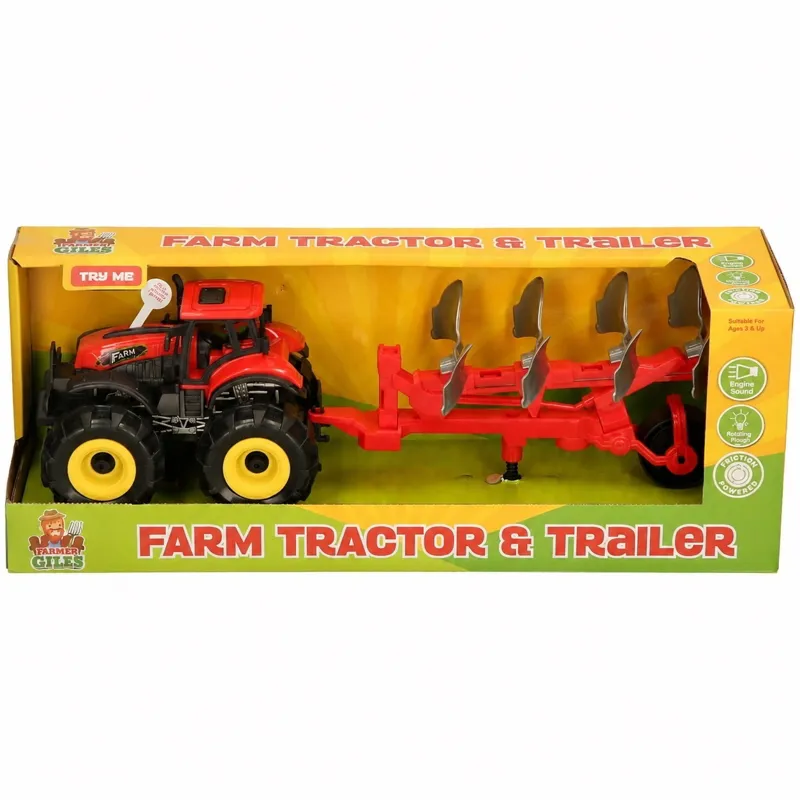 Farmer Giles Tractor and Trailer Toy Set - Red