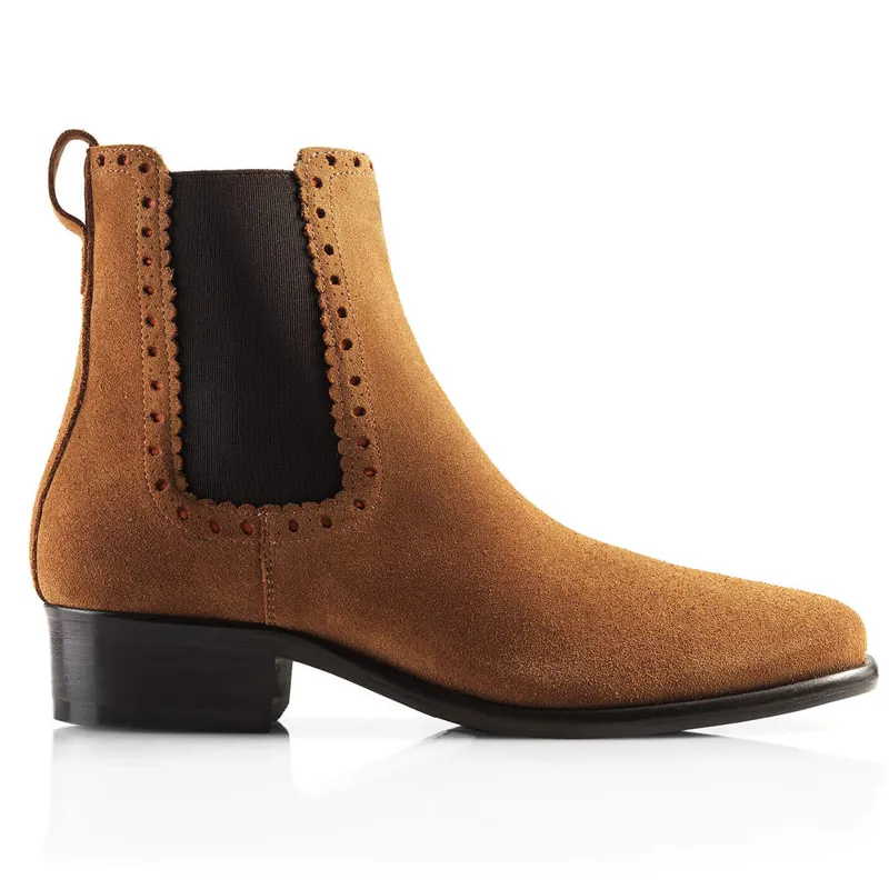 Fairfax and Favor Brogued Chelsea Ladies Boots - Tan Suede-1