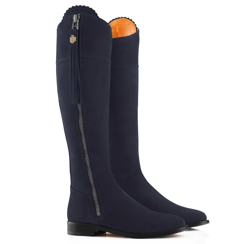 Fairfax and Favor Regina Flat Boots - Navy Suede-1