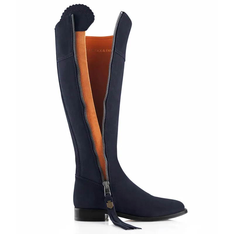 Fairfax and Favor Regina Flat Boots - Navy Suede-2