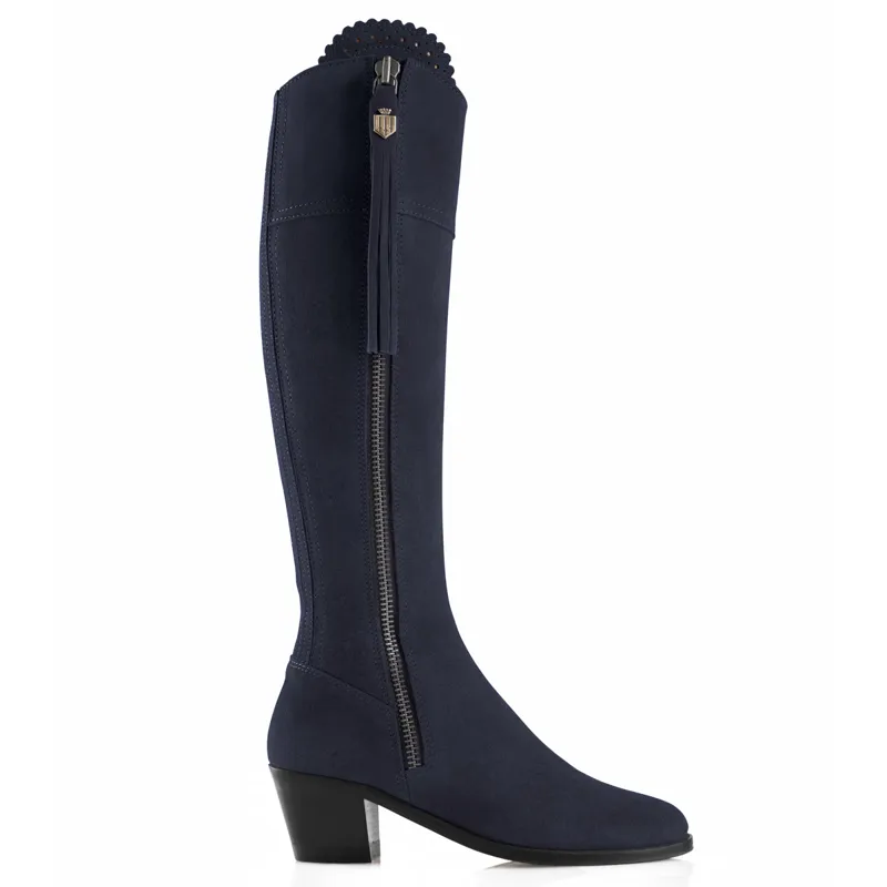 Fairfax and Favor Regina Heeled Boots - Navy Suede