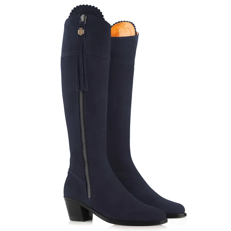 Fairfax and Favor Regina Heeled Boots - Navy Suede-1