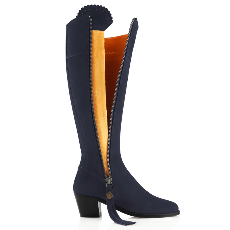 Fairfax and Favor Regina Heeled Boots - Navy Suede-2