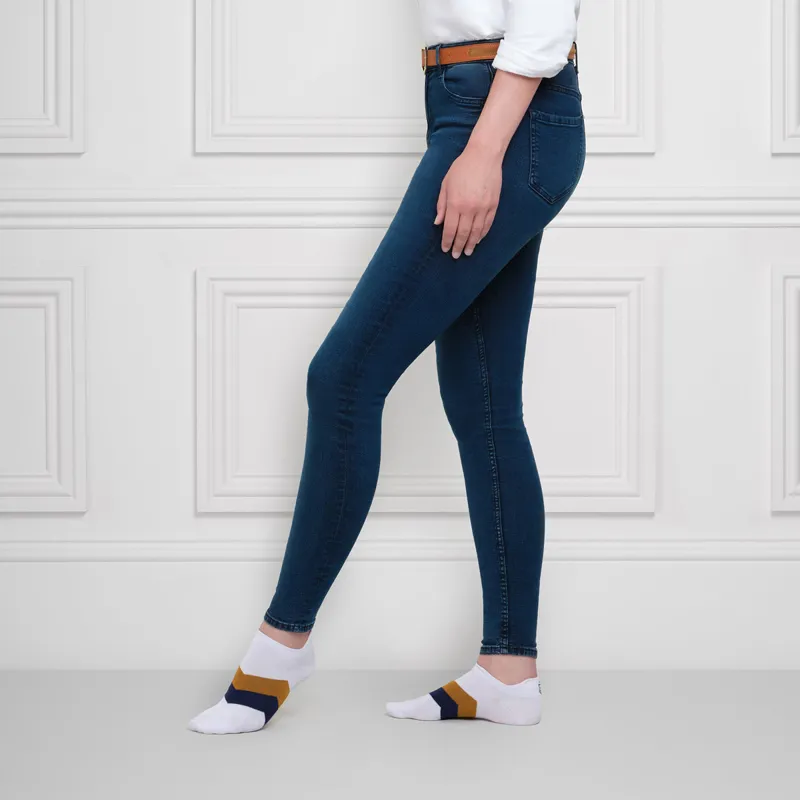 Fairfax and Favor Signature Ladies Trainer Socks 3 Pack - White/Navy-1