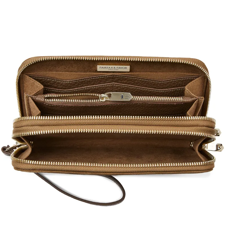 Fairfax and Favor Salisbury Travel Wallet - Tan Suede-2
