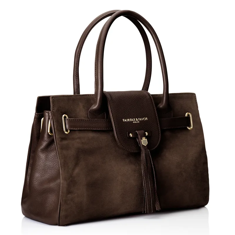 Fairfax and Favor Windsor Handbag - Chocolate Suede-1