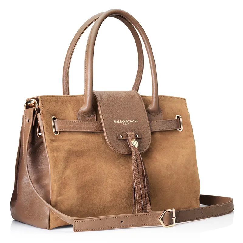 Fairfax and Favor Windsor Handbag - Tan Suede-1