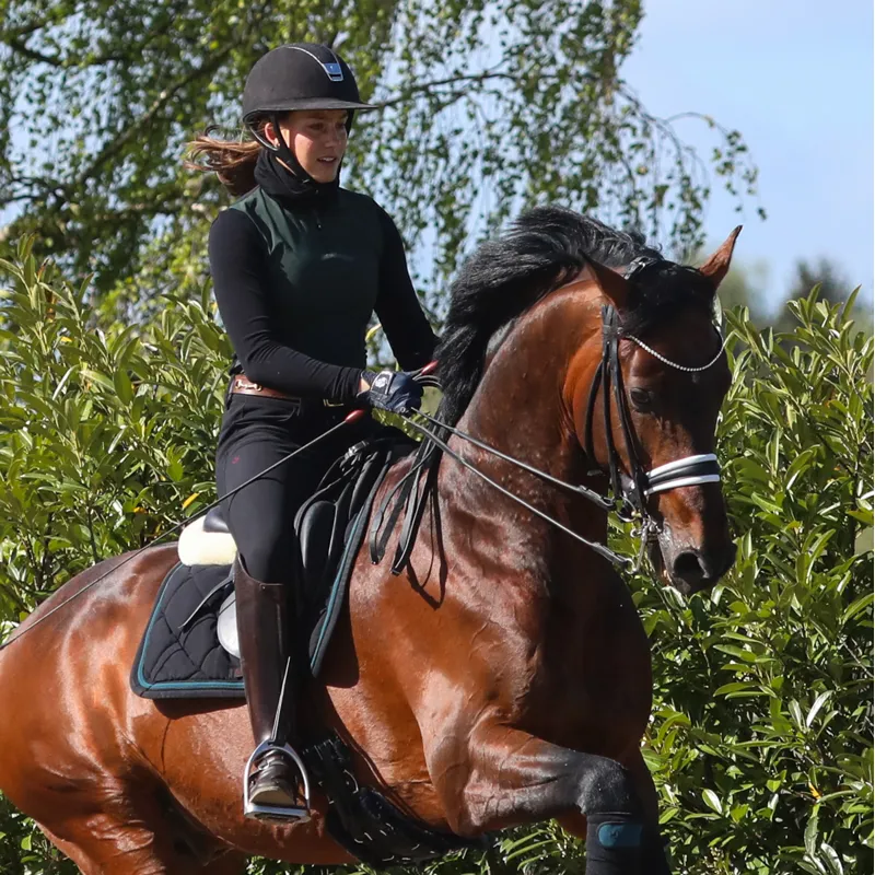 Finesse Cassidy Rolled Double Bridle - Black/White/Silver-4