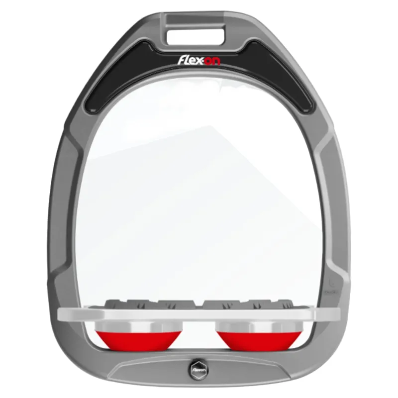 Flex-On Green Composite Grip Stirrups - Silver Grey/Red/Red Glitter-1