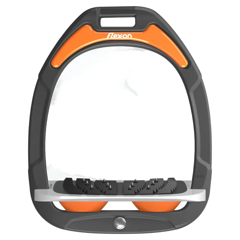 Flex-On Green Composite Ultra Grip Stirrups - Dark Grey/Grey/Orange