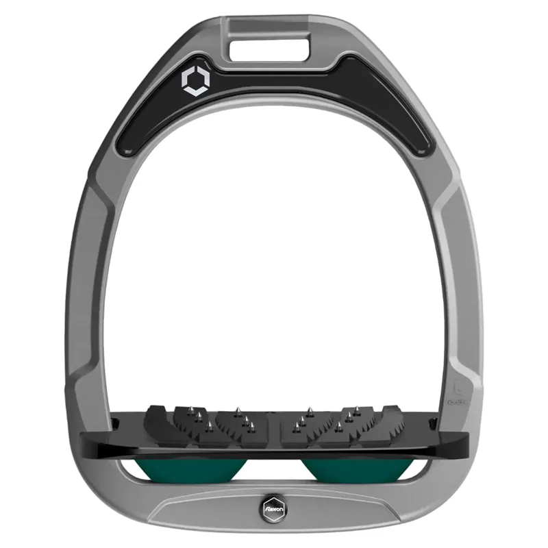 Flex-On Green Composite Ultra Grip Stirrups - Silver Grey/Black/Green