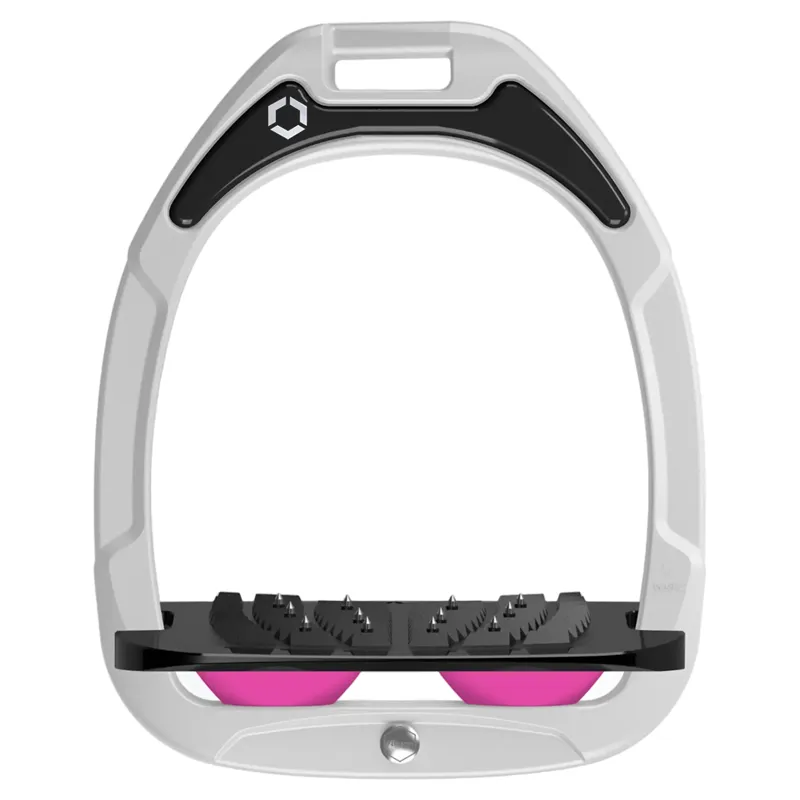 Flex-On Green Composite Ultra Grip Stirrups - White/Black/Pink
