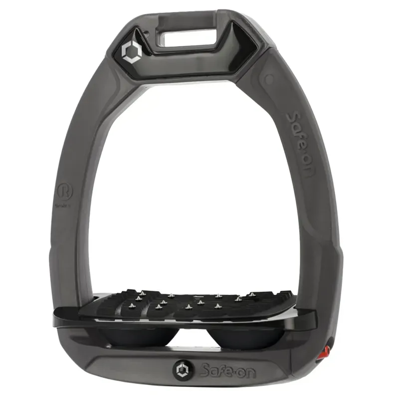 Flex-on Safe-on Grip Safety Stirrups - Dark Grey/Black/Black-1
