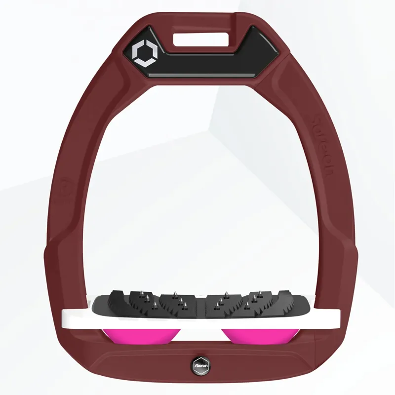 Flex-On Safe-On Ultra Grip Safety Stirrups - Burgundy/White/Pink