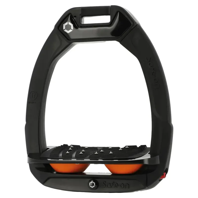 Flex-On Safe-On Ultra Grip Safety Stirrups - Black/Black/Orange