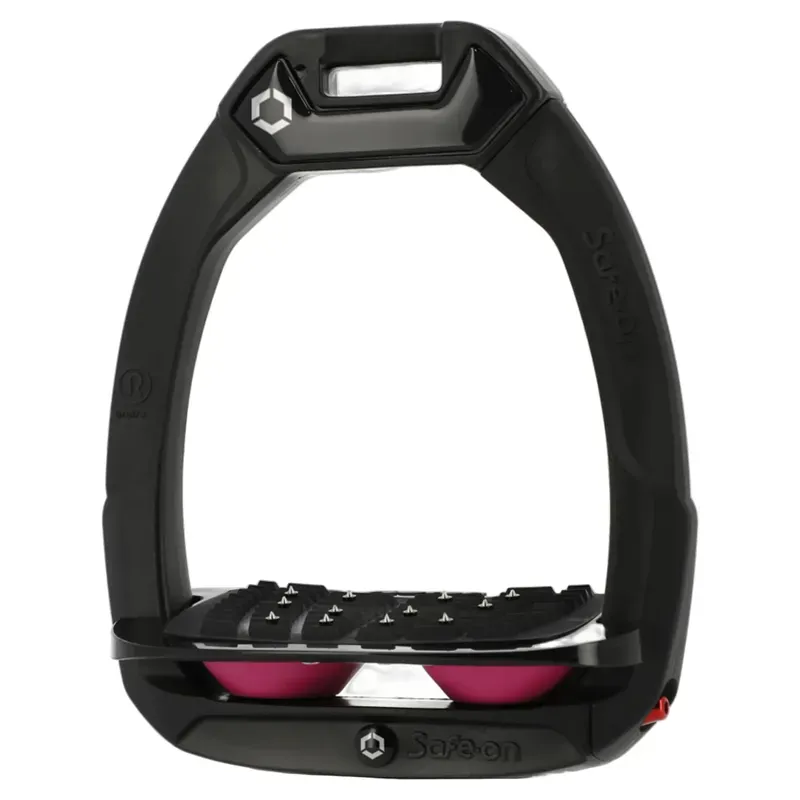 Flex-On Safe-On Ultra Grip Safety Stirrups - Black/Black/Pink