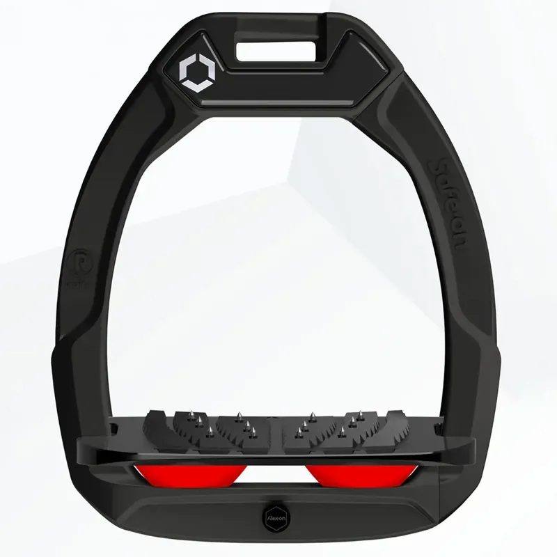 Flex-On Safe-On Ultra Grip Safety Stirrups - Black/Black/Red-1