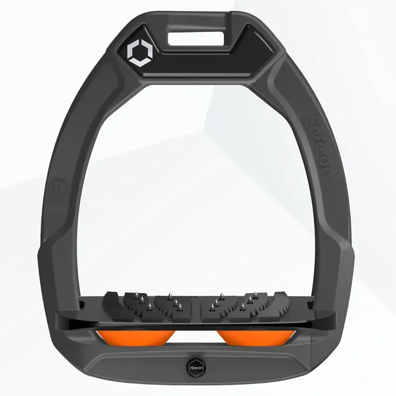 Flex-On Safe-On Ultra Grip Safety Stirrups - Dark Grey/Black/Orange-1
